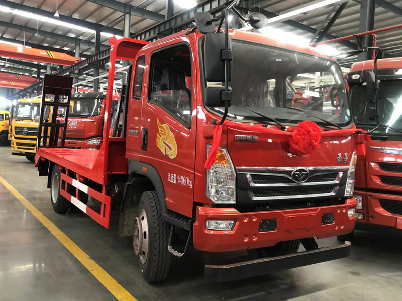 重汽豪曼藍(lán)牌平板拖車